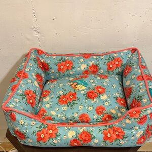 The Pioneer Woman Floral Pet Bed in Red and Blue